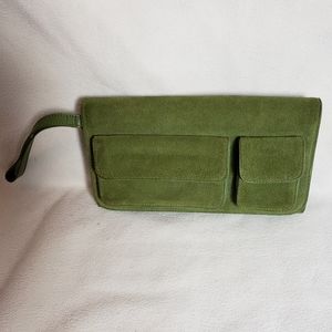 Banana Republic green suede clutch